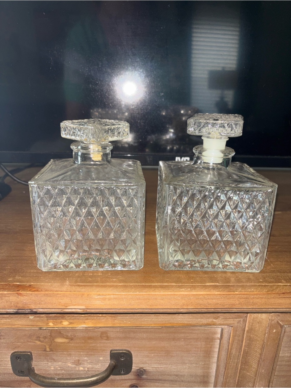 Clear Chrystal Diamond-Pattern Decanter Set - Home Accents